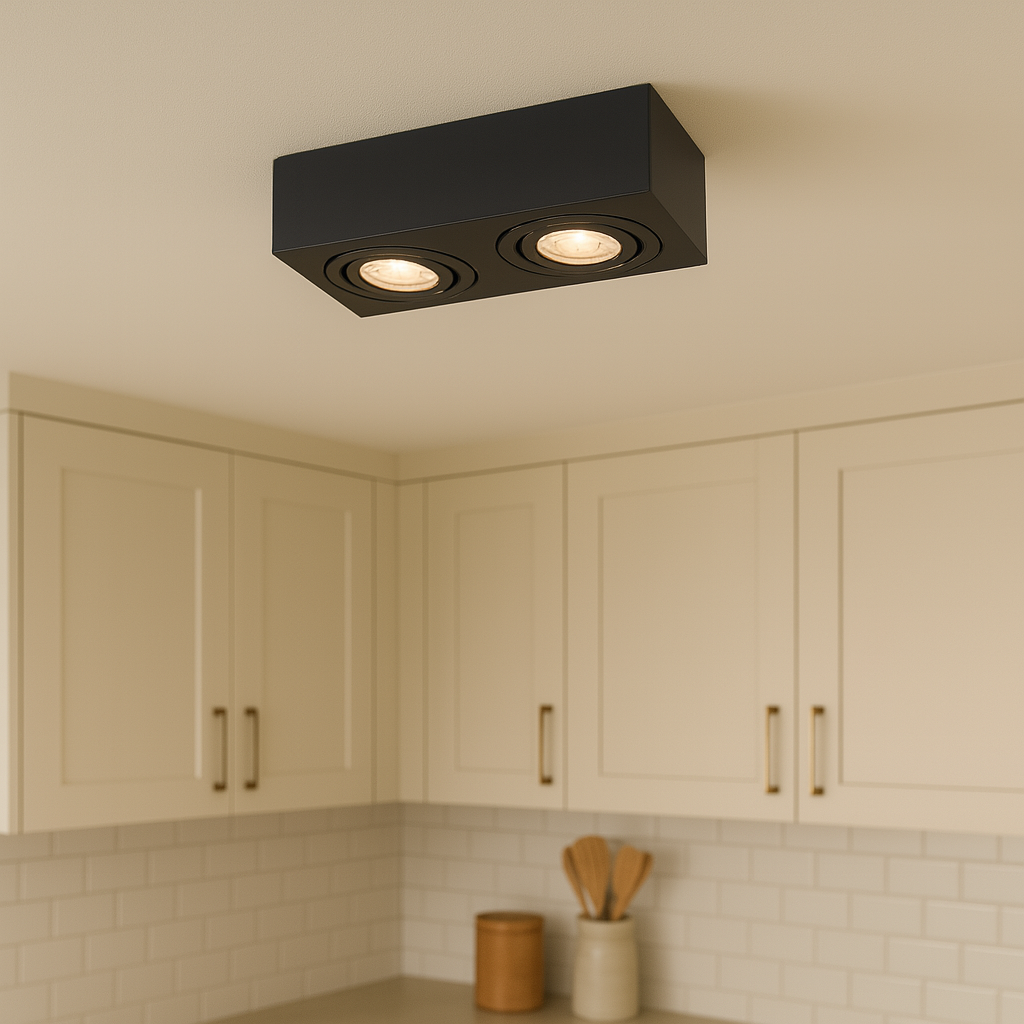 SPOT DOBLE LED NEGRO MATTE Pantalla Negra