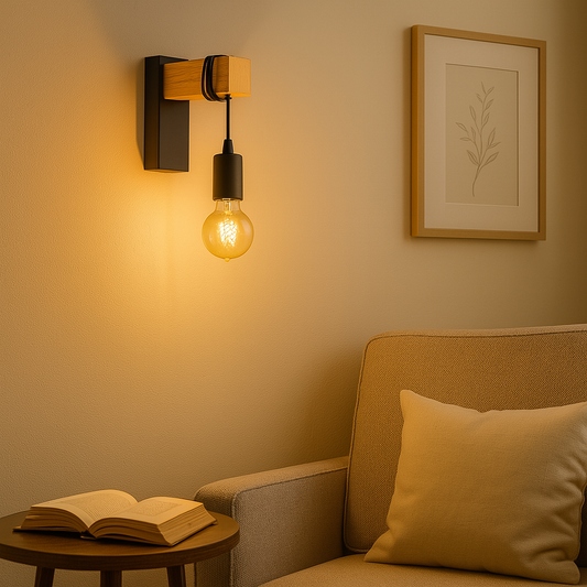Aplique de Pared en Madera - Portalámparas Vintage