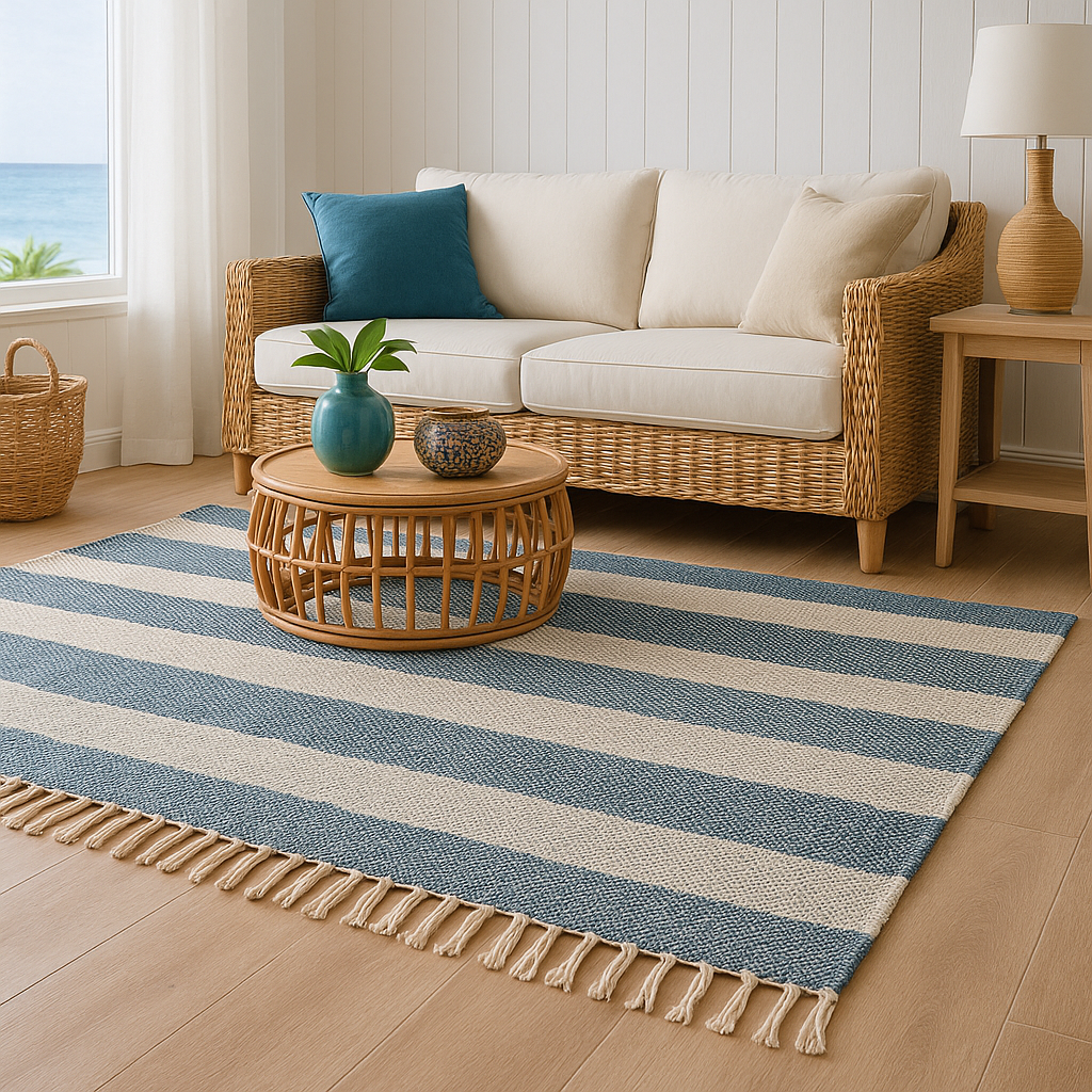 ALFOMBRA C/FLECOS 69x114CM AZUL/GRIS