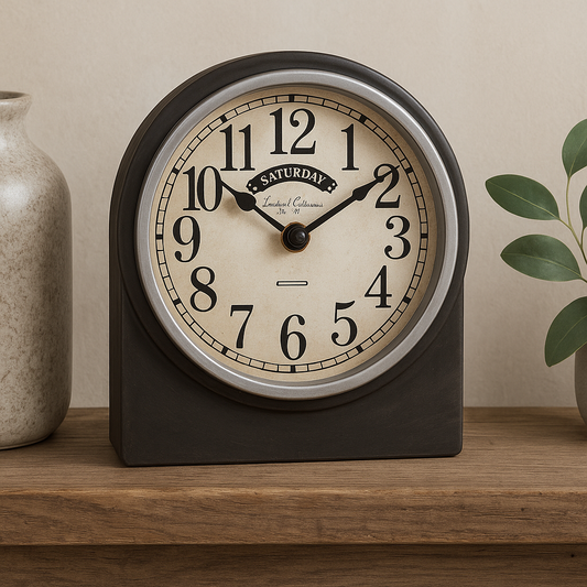 RELOJ DE MESA HIERRO D20X22X5.5CM VINTAGE