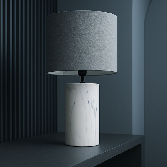 LAMPARA PORCELANA D29x60CM DISEÑO MARMOL/GRIS