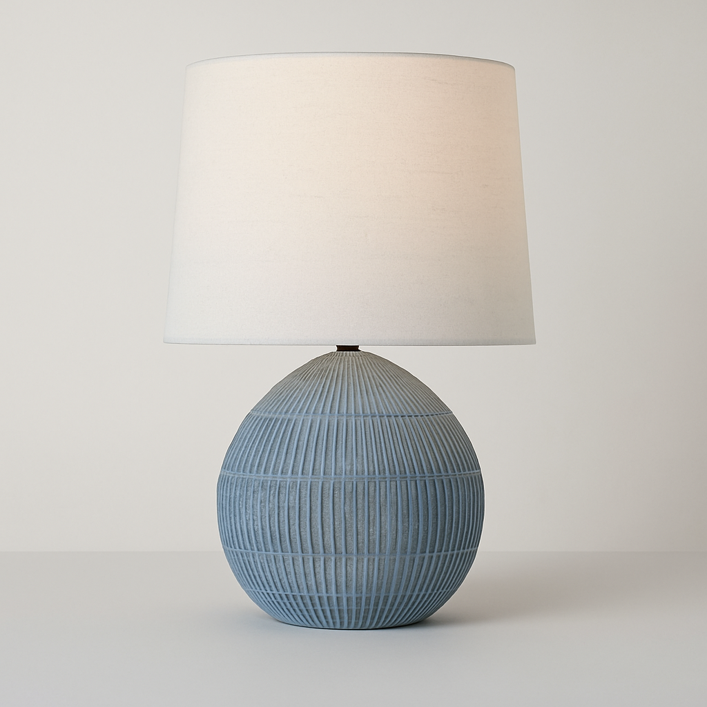 LAMPARA DE MESA CERAMICA D34x51CM LINEAS AZUL