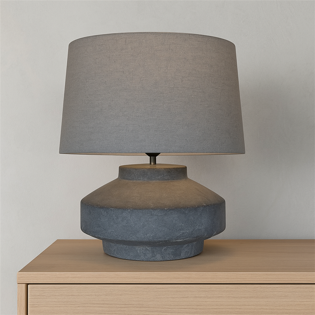 LAMPARA DE MESA TERRACOTA D40x48CM BASE GRIS/GRIS