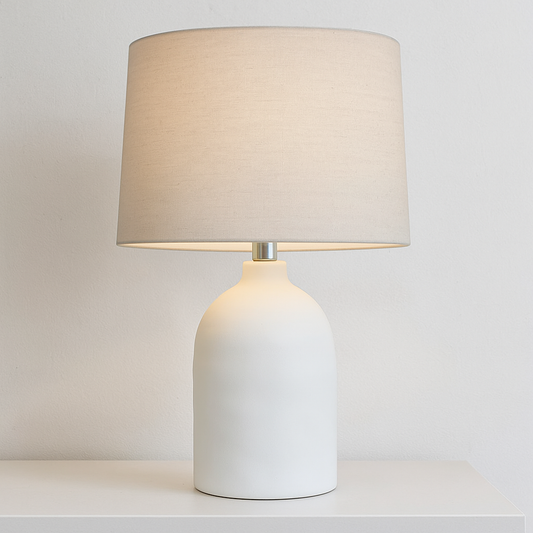 LAMPARA MESA CERAMICA D40x60CM TEXTURA BLANCO