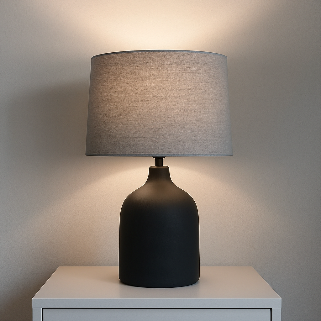 LAMPARA MESA CERAMICA D40x60CM TEXT. BLANCO/NEGRO