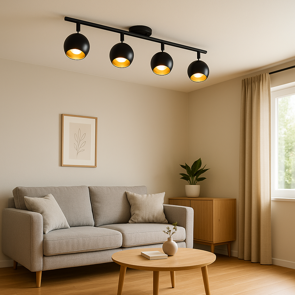 Spot Varal LED de 4xGU10 5W Negro/Oro 3000K "Nocito" 9