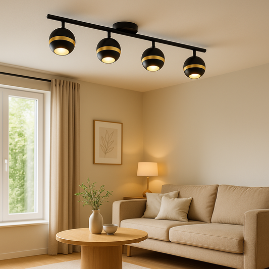 Spot Varal LED de 4xGU10 5W Negro/Oro 3000K "Nocito" 9