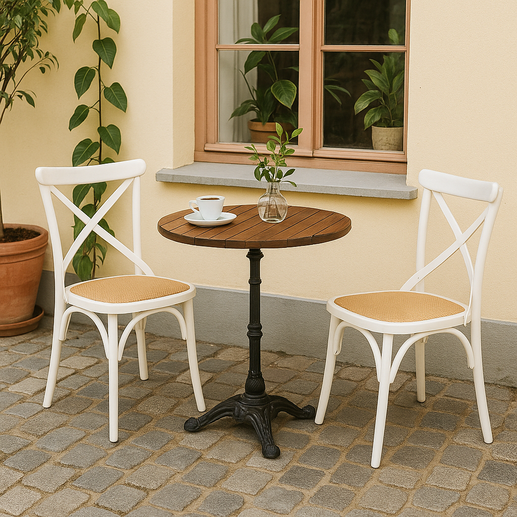 SILLA PLATS PP símil rattan blanco/beige