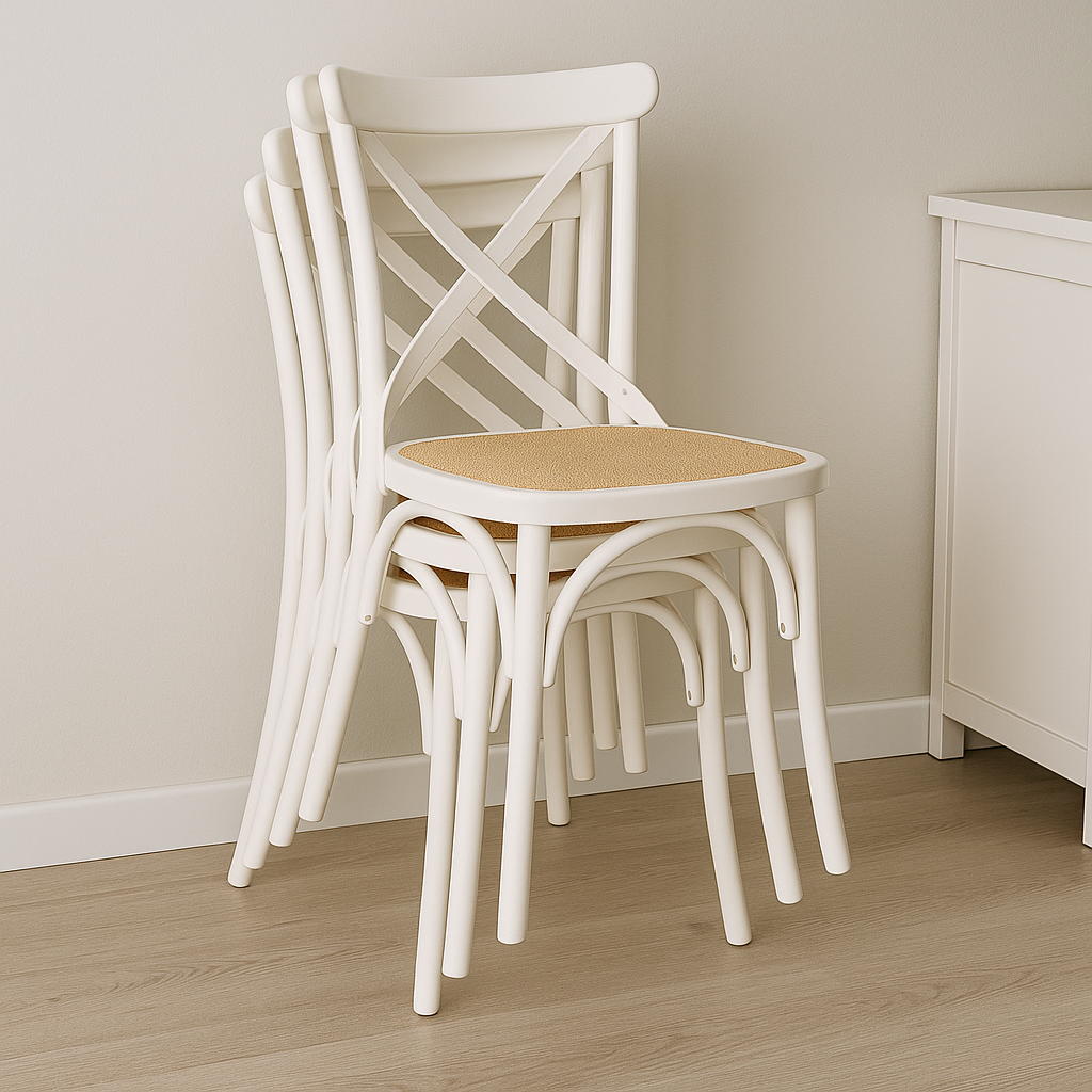SILLA PLATS PP símil rattan blanco/beige
