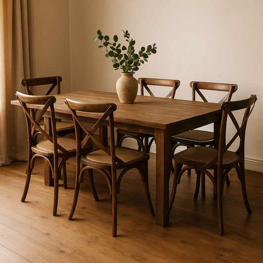 SILLA CROSS madera asiento oscuro 46×42×87cm