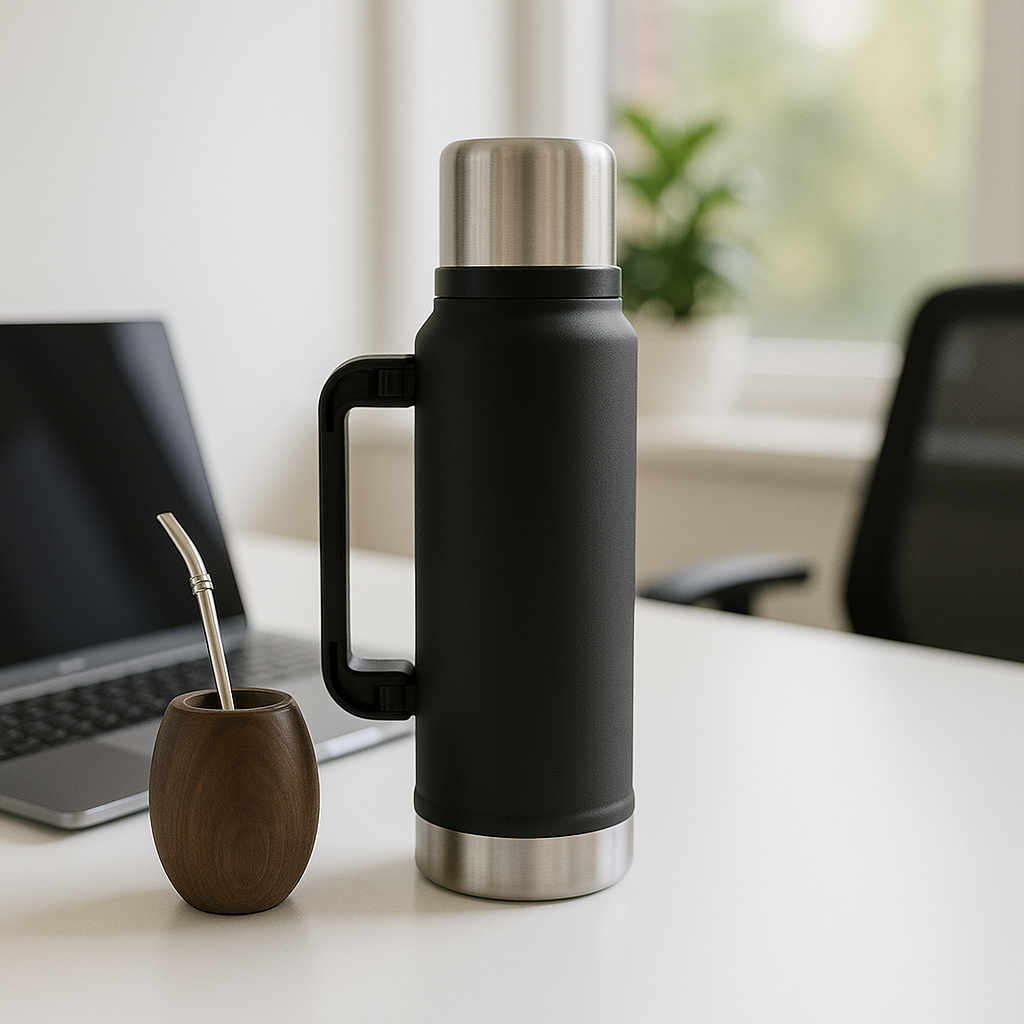 TERMO METALICO DE ACERO 1400ML NEGRO LH-4086