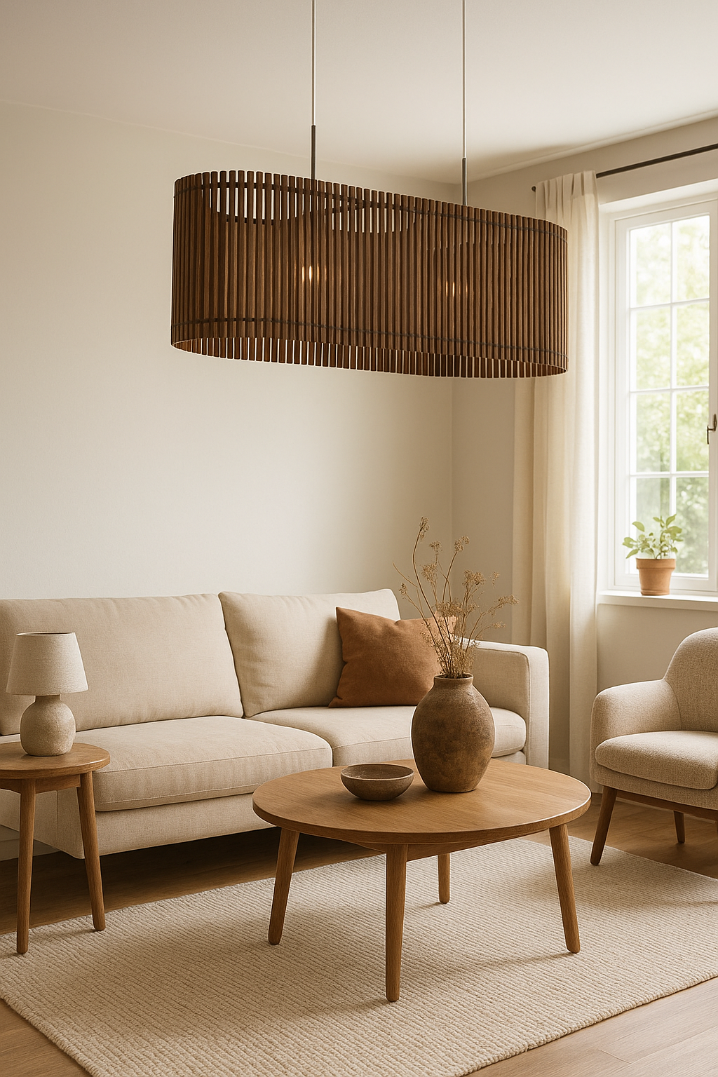 Colgante Madera Oscura Rústico "Varilla"