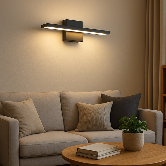 Aplique Pared LED Metal Negro con Difusor 12w 3000k 60cm