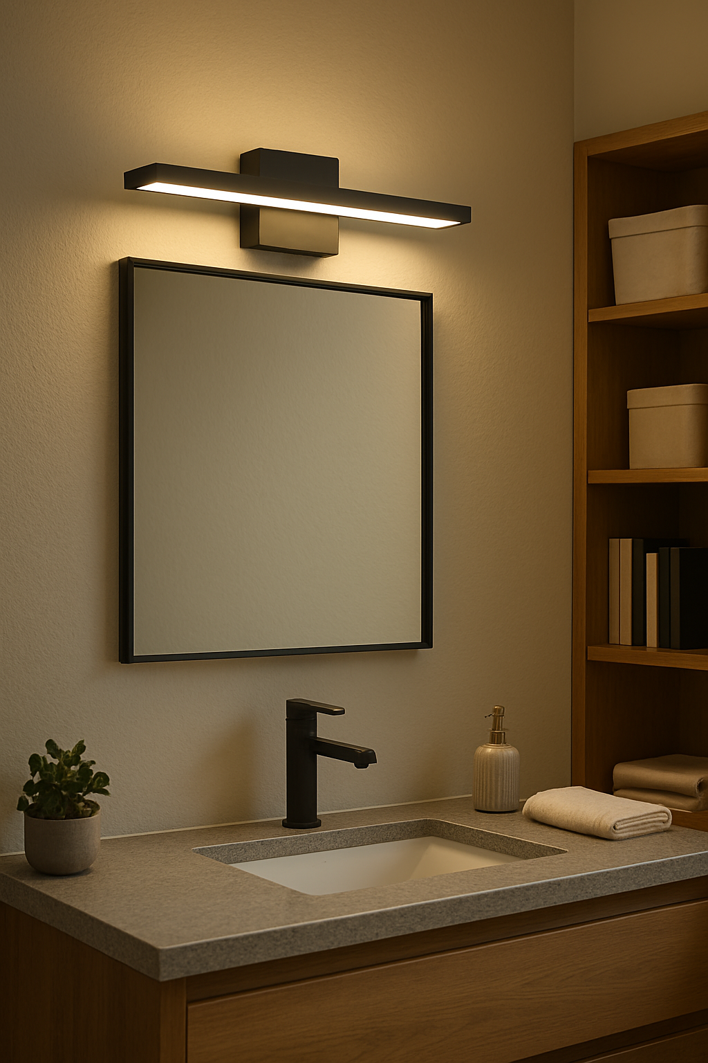 Aplique Pared LED Metal Negro con Difusor 16W 60cm 4000k