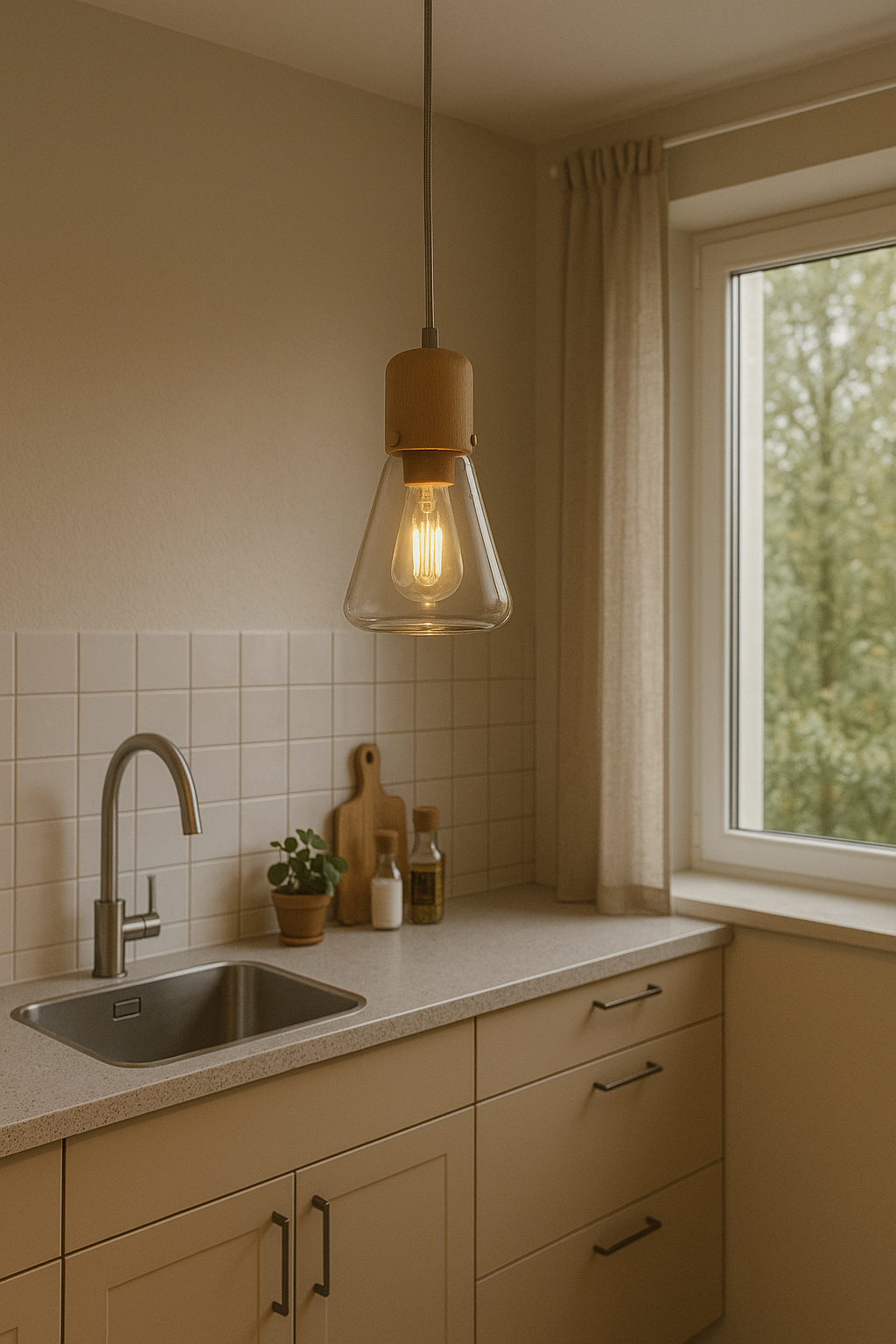 Colgante Cónico Vidrio Ámbar Metal