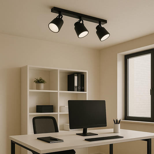 Aplique Techo Acero Negro Difusor Opal