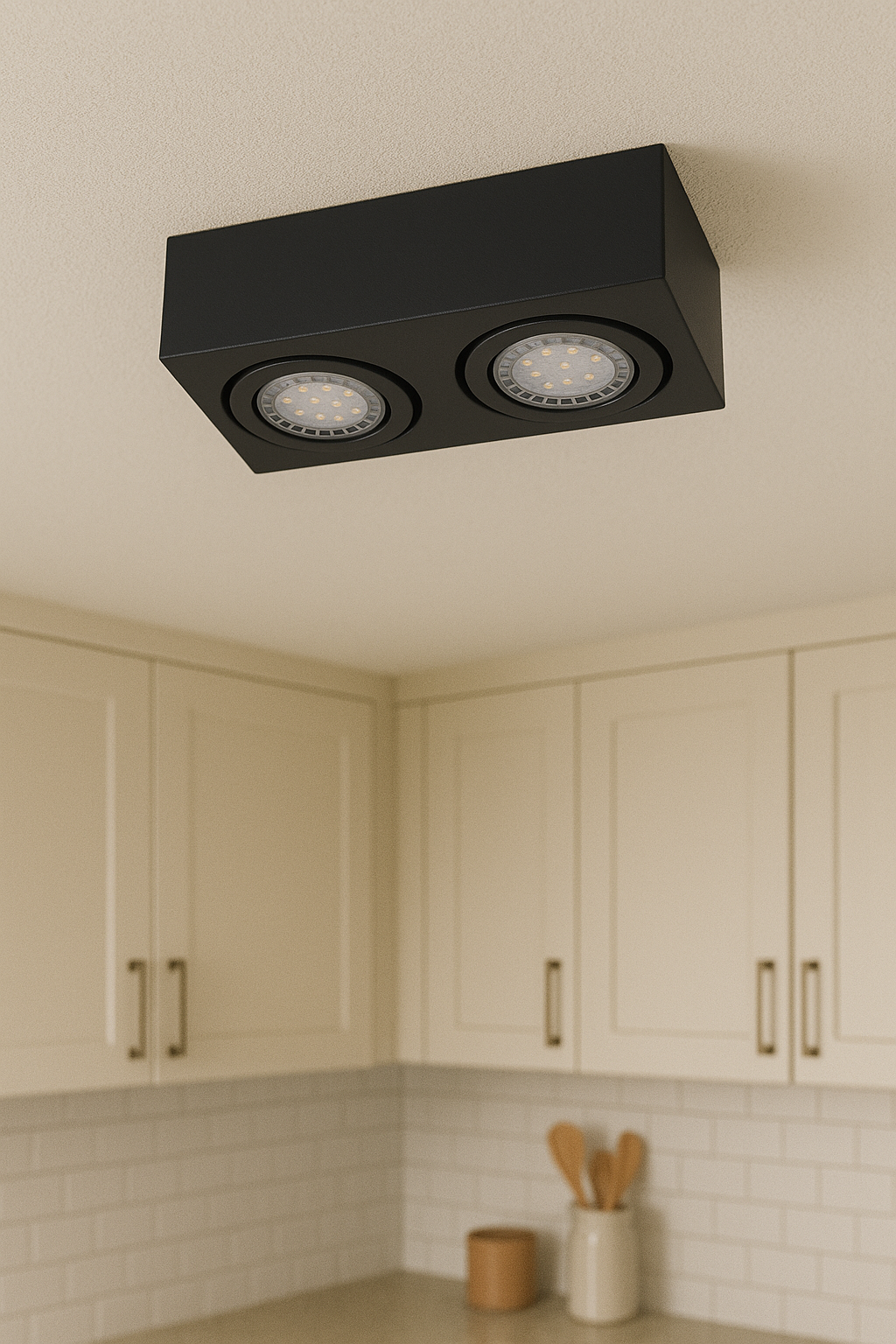 SPOT DOBLE LED NEGRO MATTE Pantalla Negra