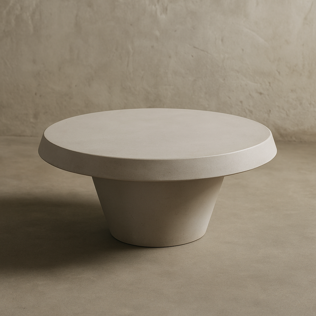 Mesa Redonda Símil Cemento "Salut" – Pie Cónico