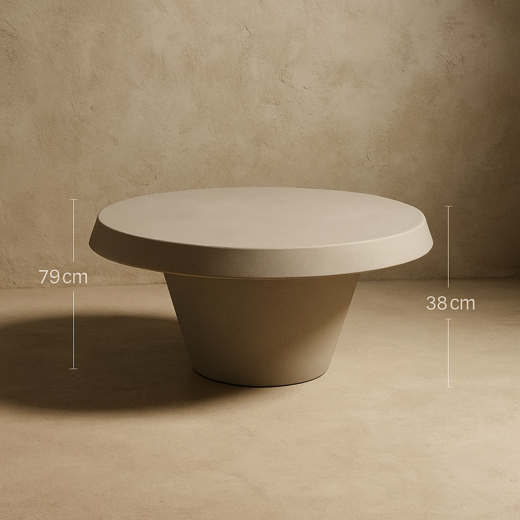 Mesa Redonda Símil Cemento "Salut" – Pie Cónico