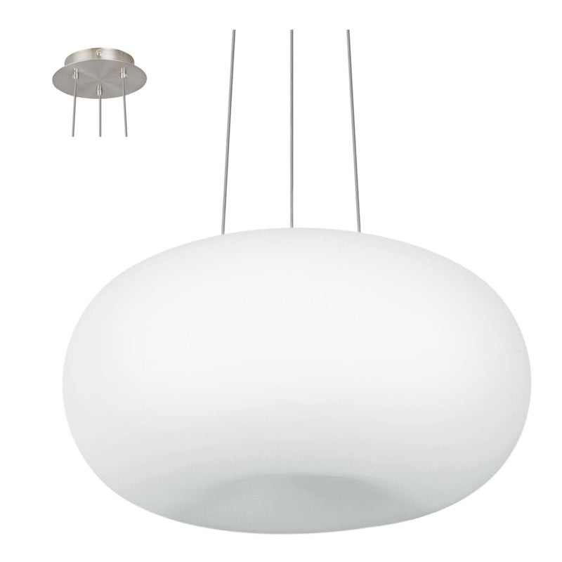 1 COLGANTE DE VIDRIO BLANCO OPALINO 2XE27 "OPTICA" 8681 EGL