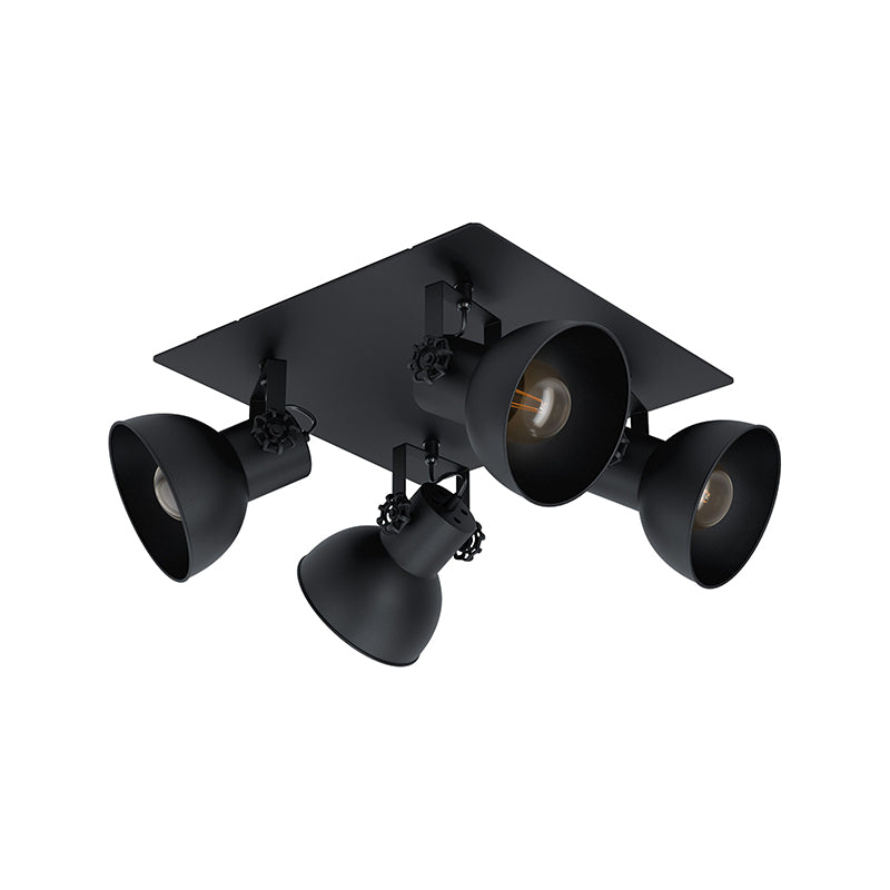 1 SPOT TECHO BASE CUADRADA ACERO NEGRO 4XE27 BARNSTEGLO
