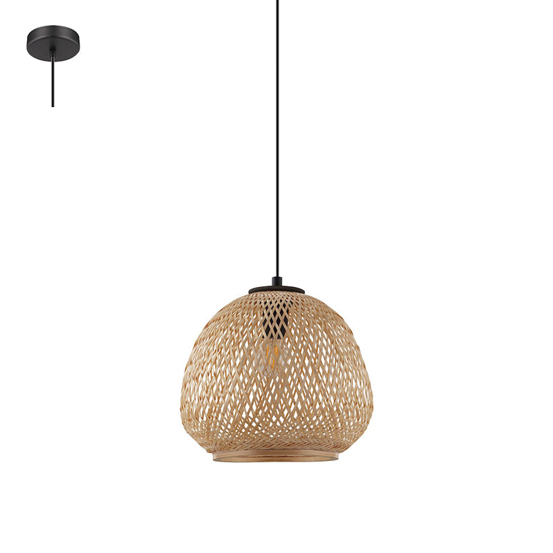 1 COLGANTE VARILLA MADERA TIPO MIMBRE1XE27 Ø320 DEMBLEGLO