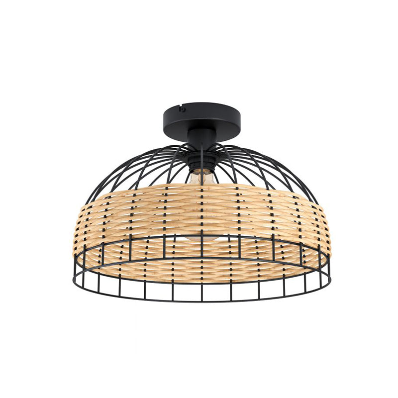 1 APLIQUE TECHO VINTAGE ACERO NEGRO/RATAN 1XE27 ANWICEGLO