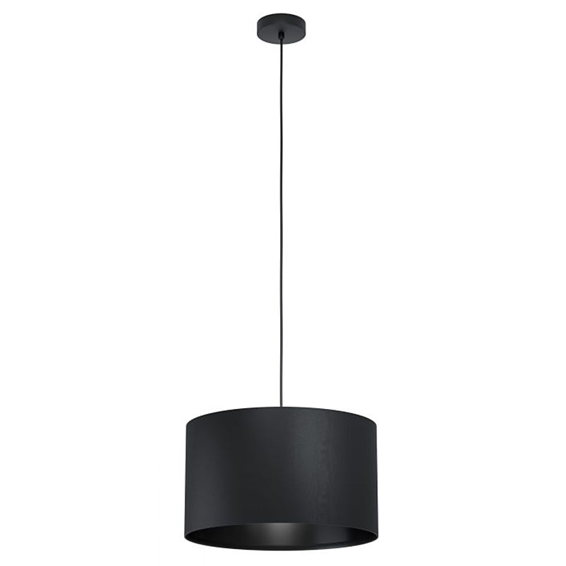 1 COLGANTE ACERO PANTALLA TEXTIL NEGRA 1XE27 MASERLOEGLO