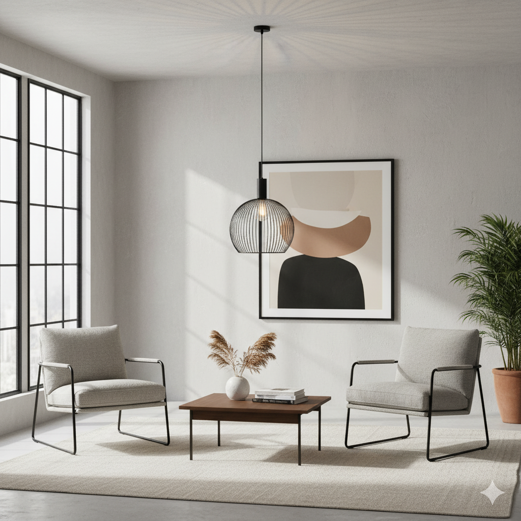 Artefacto colgante decorativo Terni en color negro