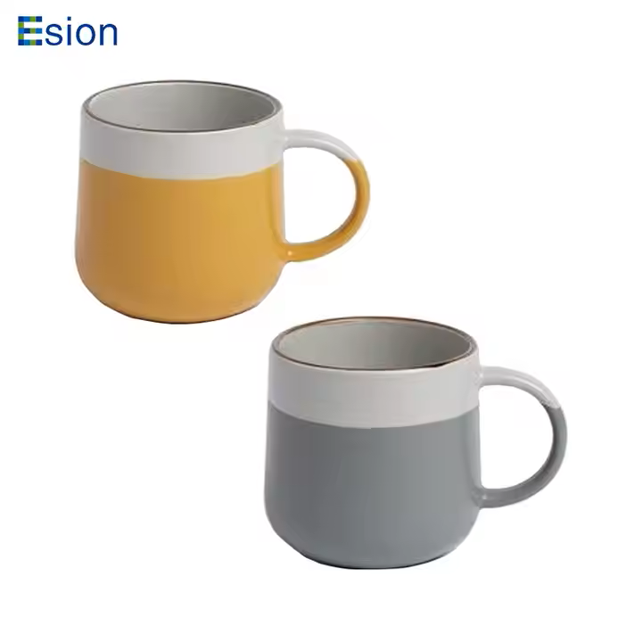 Taza bicolor de ceramica 320 ml x 2 unidades