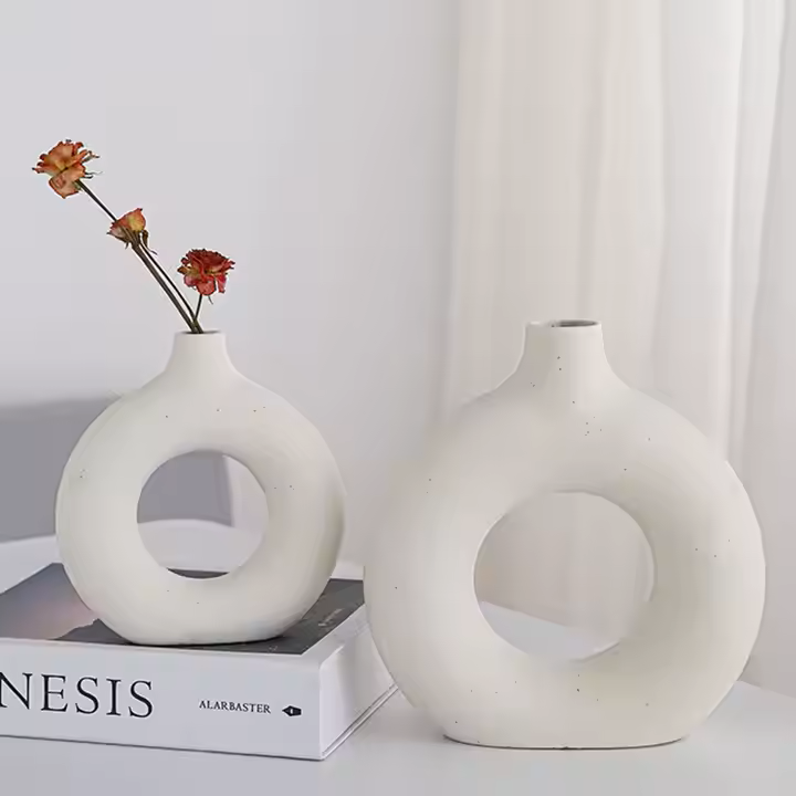 FLORERO CERAMICA GOTA BLANCO/NEGRO 17X18CMS