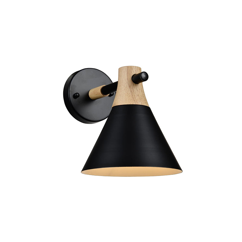 1 APLIQUE PARED CONICO METAL NEGRO/MADERA E27 YD-WP8YADI