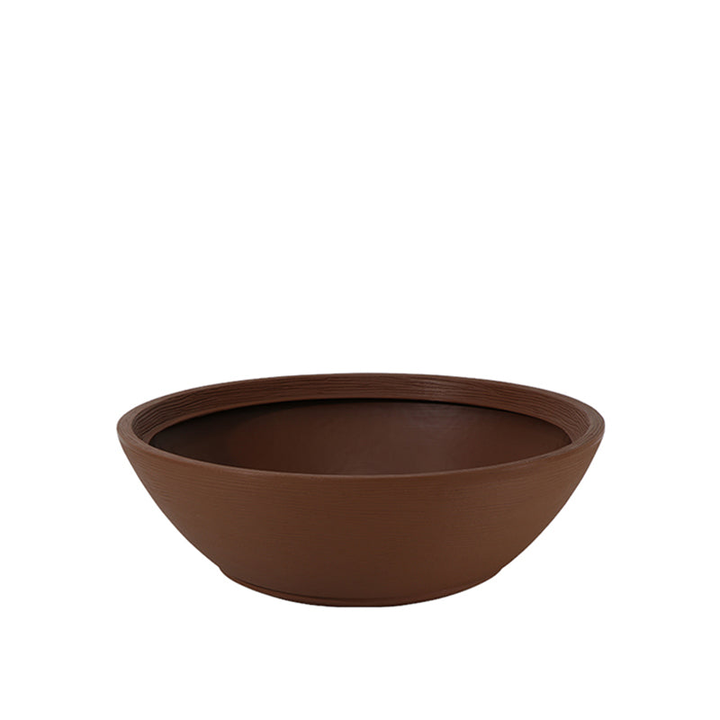 MACETA "INDI" Ø65 X 22CM. MARRON C/ PLATO