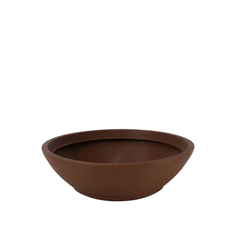 MACETA "INDI" Ø55 X 17CM. MARRON C/ PLATO