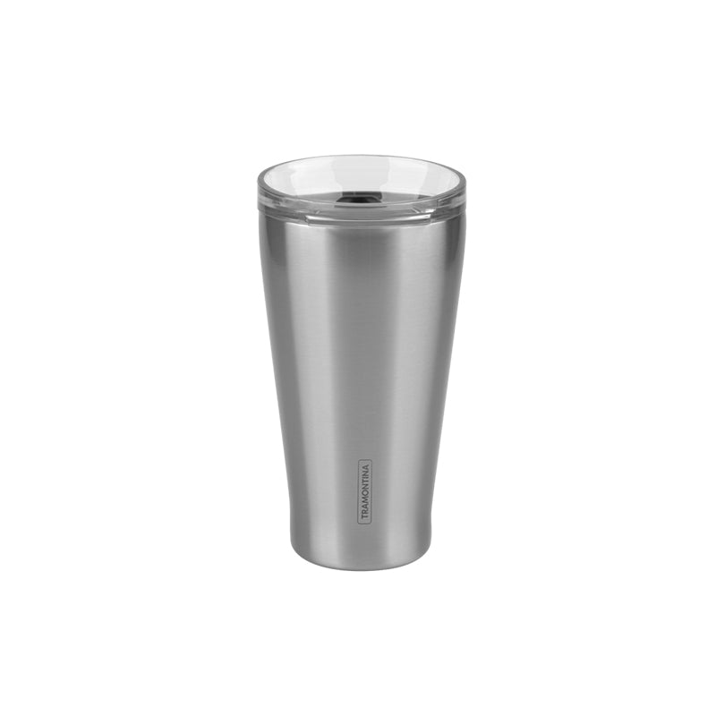 VASO TERMICO PLATEADO CON TAPA 550ML. "EXATA"