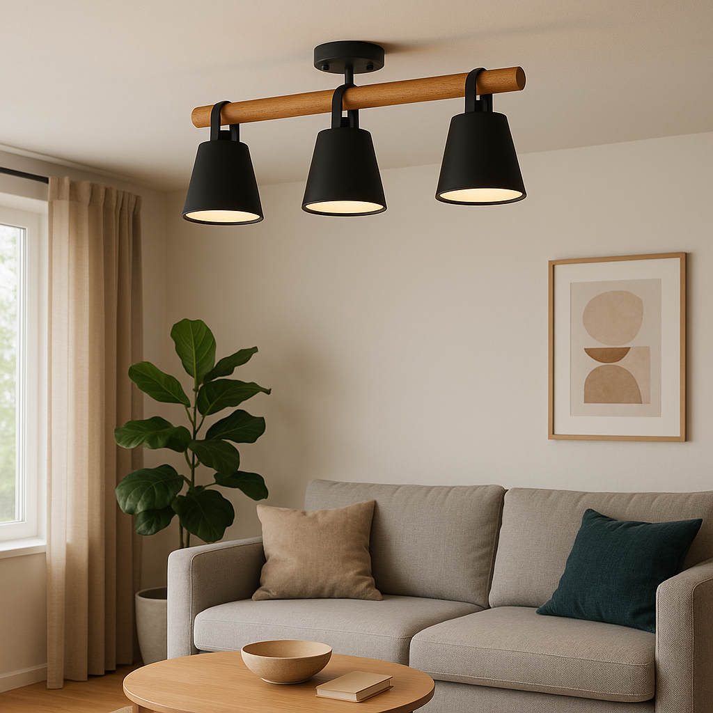 Aplique Techo Acero Negro/Madera