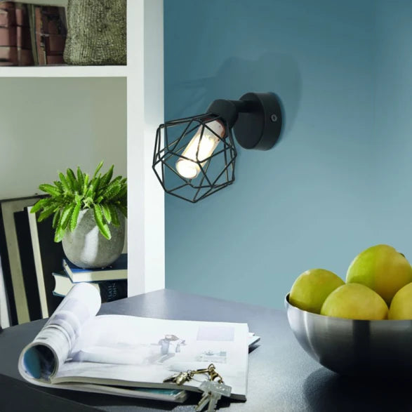 Aplique Pared Vintage Negro/Reja 1xG9