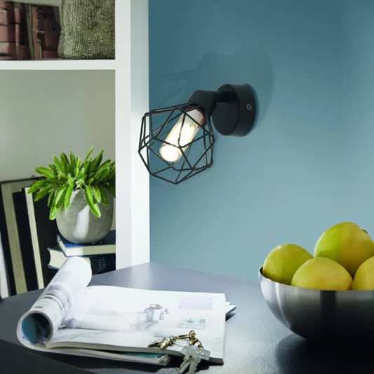 Aplique Pared Vintage Negro/Reja 1xG9