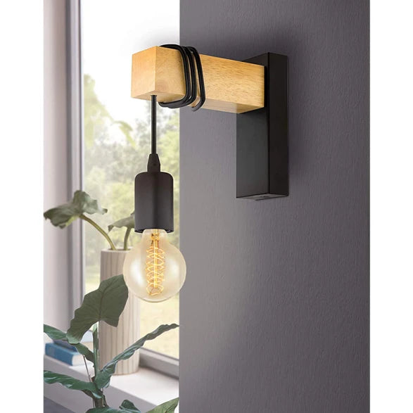 Aplique de Pared en Madera - Portalámparas Vintage