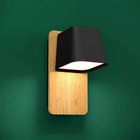 Aplique Pared Pant Acero Negro/Madera