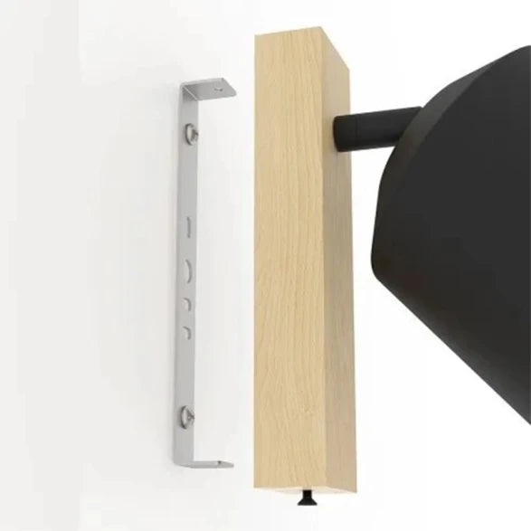 Aplique Pared Pantalla Acero Negro y Madera