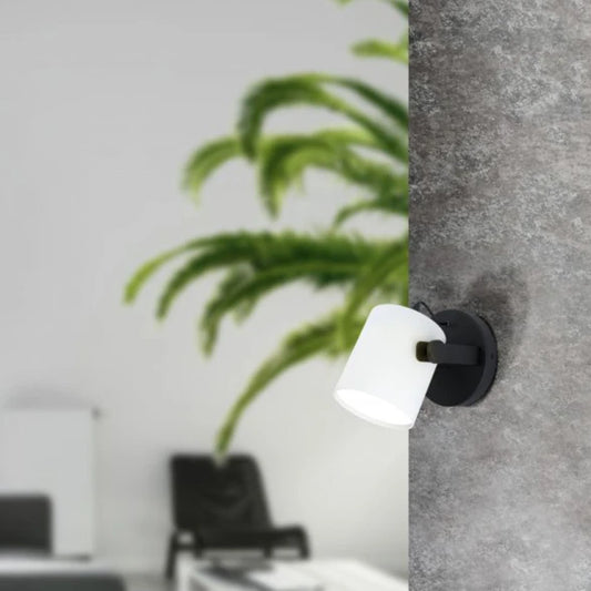 Aplique Pared Vintage Negro Pantalla Blanca