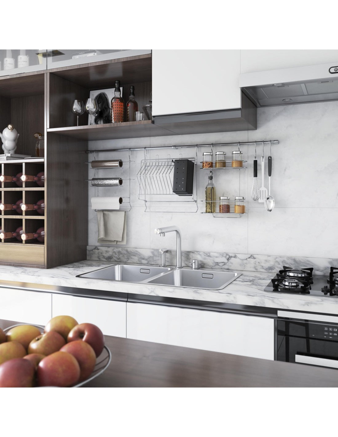 Barra de cocina p/pared + escurridor 50 cm