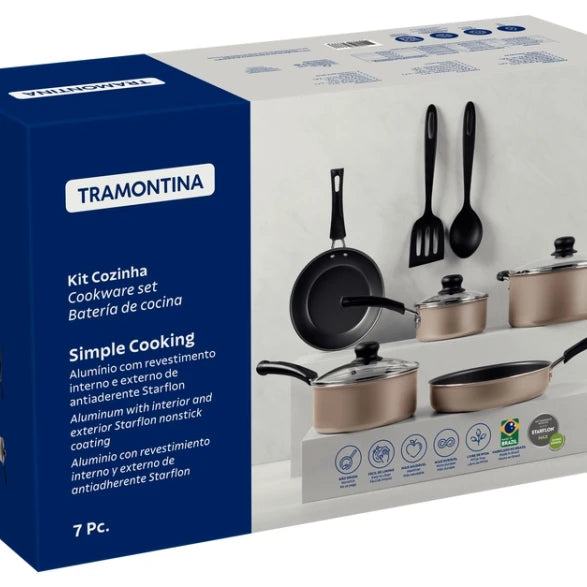 BATERIA COCINA 7 PZAS. CHAMPAGNE "S. COOKING"