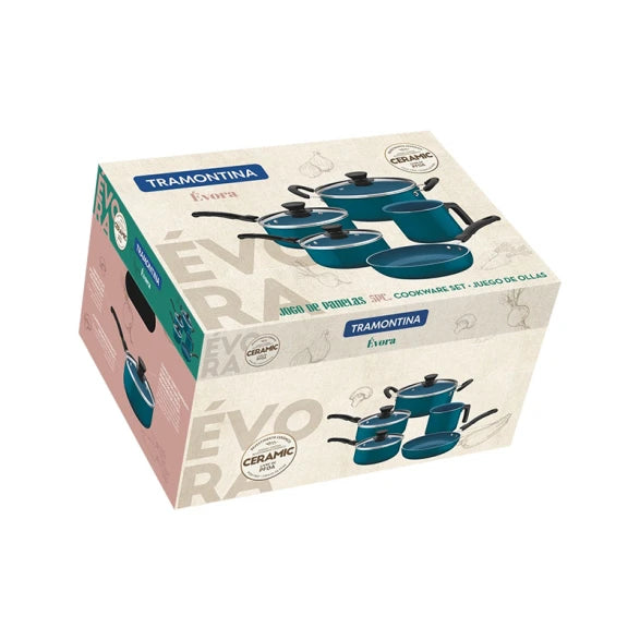 BATERIA DE COCINA AZUL 5 PIEZAS "EVORA"