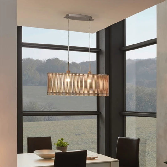 Colgante Madera Clara Rústico "Varilla"