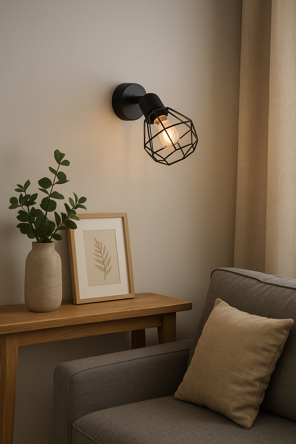 Aplique Pared Vintage Negro/Reja 1xG9