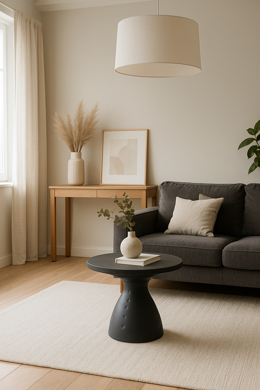 Mesa de Centro Redonda "Flut" – Grafito