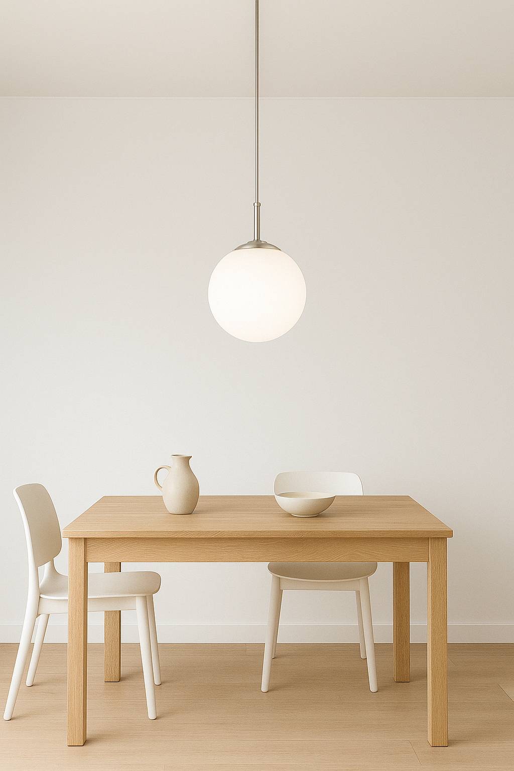 Colgante Globo Vidrio Opal c/ Acero Níquel