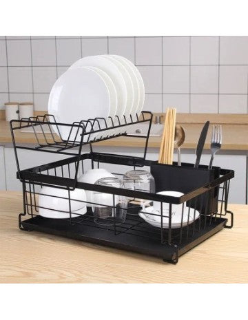 Escurridor doble acero negro 42x31x22cm